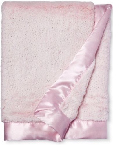 pink baby blanket with satin trim