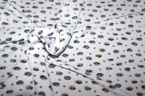 2m - Swirl Print White Georgette Fabric, Crepe Texture, Mid Weight, 112cm Wide - Picture 5 of 5