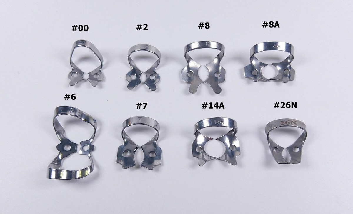 Set of 8 Dental Rubber Dam Clamp instrument 8 Sizes 6# 7# 8# 8A