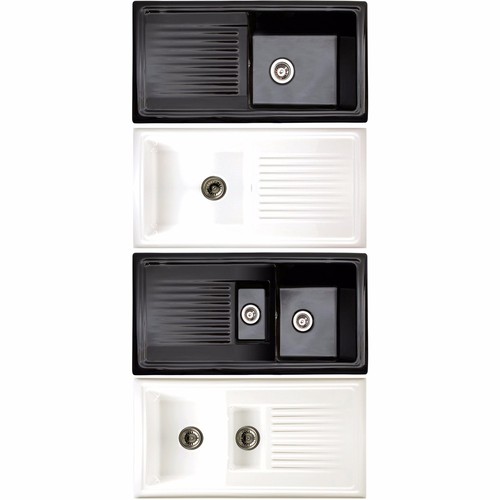 Reginox Single & 1.5 Bowl White, Black Reversible Ceramic Kitchen Sink
