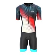 Men Half Sleeve Trisuit Breathable Mesh Triathlon Cycling Padded Skin Suit Sikma