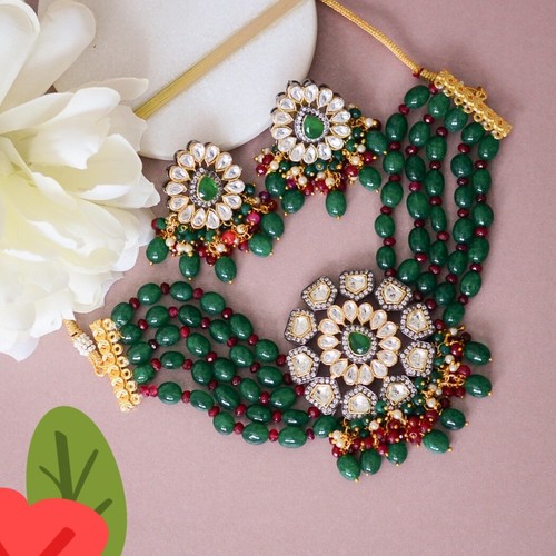 New Bollywood Style Kundan Green Choker 