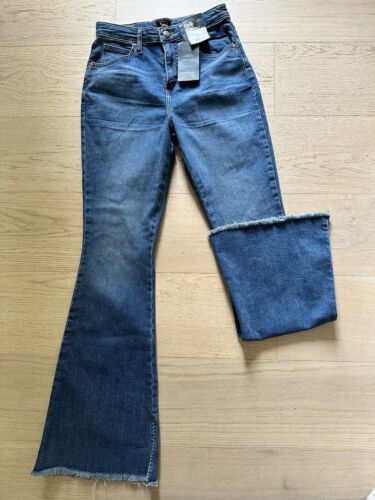 NWT Lee Galactic Shine Flare Jeans-size 4S-high Rise-flare Leg Jeans-raw Hem