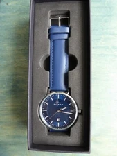 Elevon Vin Leather Band Watch Blue Dial 42 mm ELE111-4 w Blue Leather