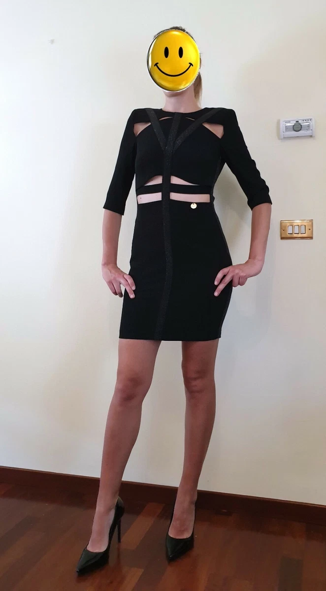 Abito vestito con spacchi e strass nero by MANGANO Tg.42 eBay