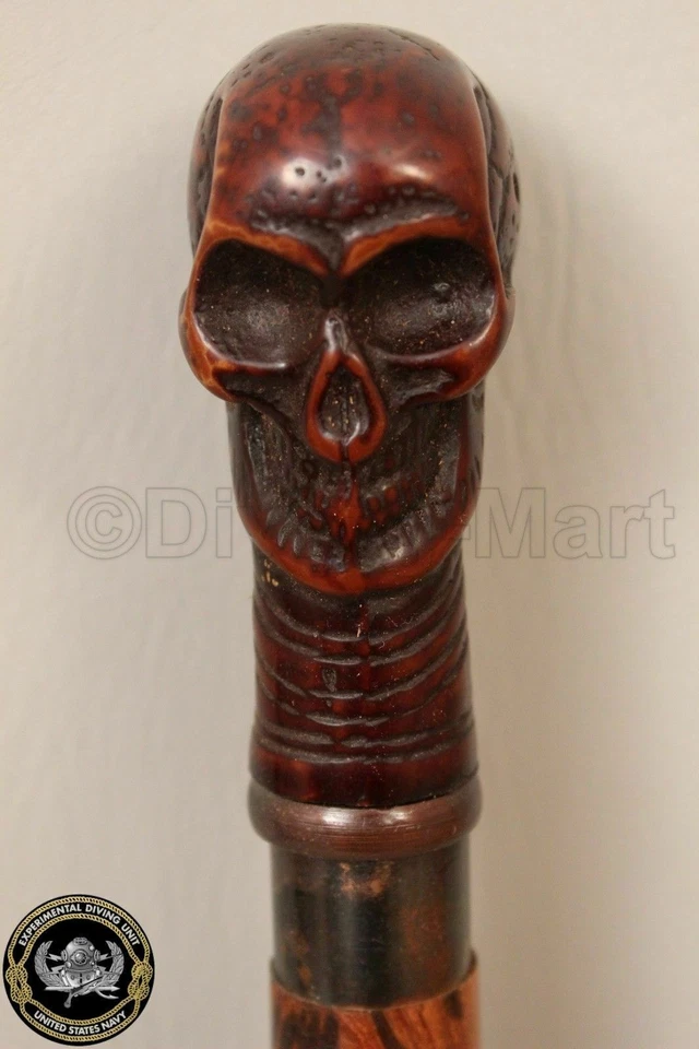 Antiguo Bastón de Caminar Mango de Calavera Cabeza Hueso Bastón Mango Bastón Lote de 5 Foto 2 de 4