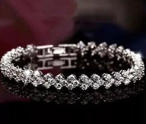 7Ct Round Lab Diamond Tennis Bracelet in 14K White Gold Plated 7 Inch