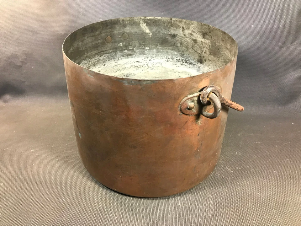 Ancien chaudron gamelle en cuivre déco cuisine de campagne montagne chalet - Photo 3/4