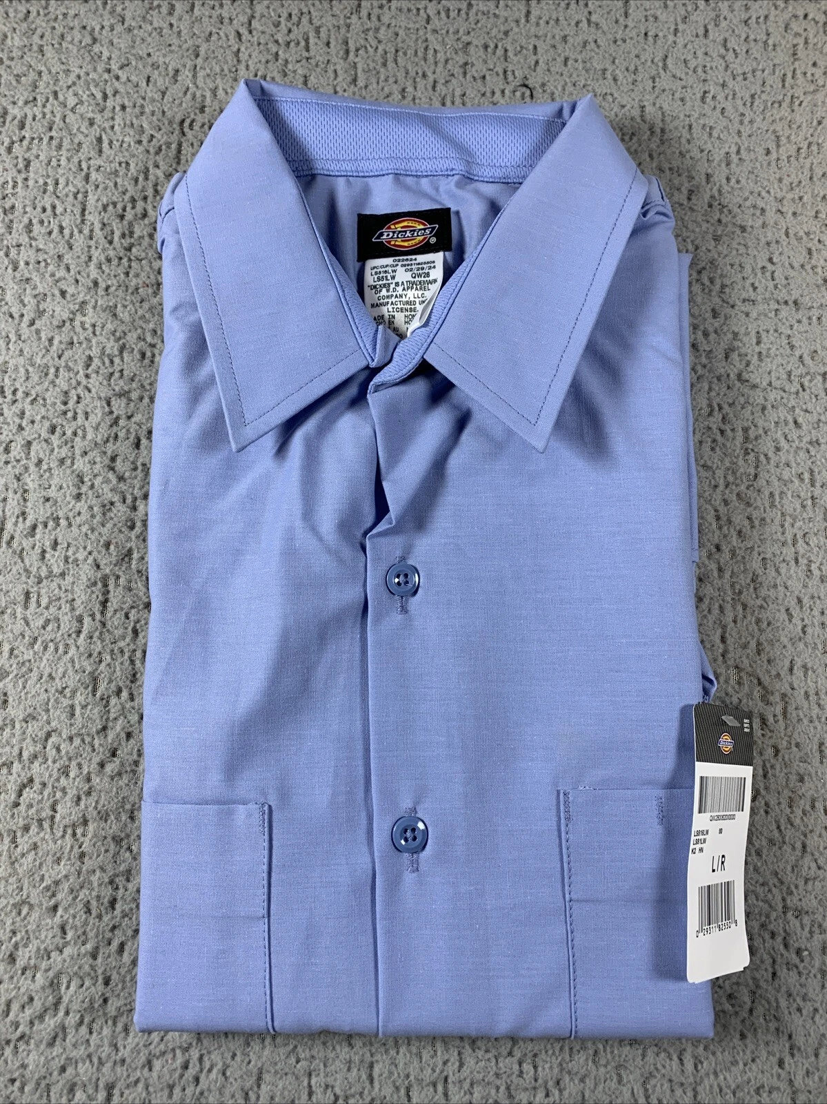 NEW Dickies Men's Button Up Short Sleeve Vented Work Shirt Pockets Light Blue