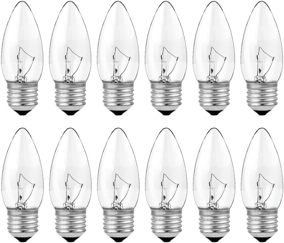 40W Clear Torpedo Tip Chandelier Bulb 12-Pack Incandescent
