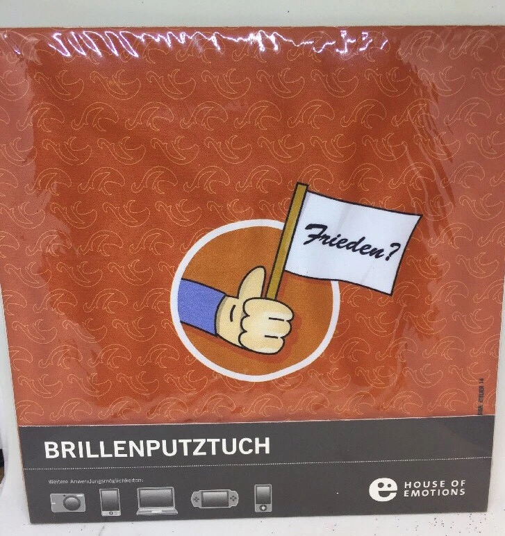 Brillenputztuch FRIEDEN House of Emotions Mikrofaser 17,5 x 17,5 cm *neu* 🍊💙🧡