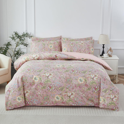 Twin Duvet Cover Set Soft 100% Cotton Floral Duvet Cover Blush Pink Wildflower C