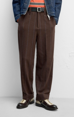 Zara x Harry Lambert Striped Trousers Brown Blue W29 W30 W31 W34