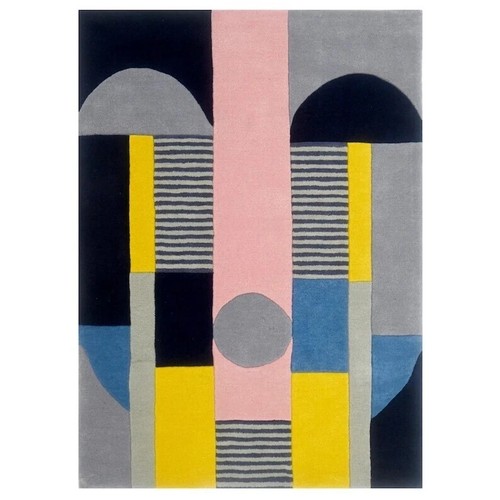 Modern Bauhaus Geometry Hand-Tufted Handmade Area Rug 100% Wool Rug For Hallway - Imagen 2 de 7
