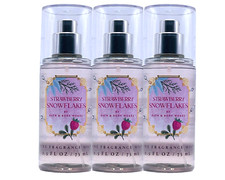 3 BATH  BODY WORKS STRAWBERRY SNOWFLAKES FINE FRAGRANCE MIST 2.5 FL OZ NEW