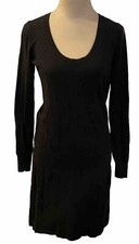Banana Republic Sweater Dress Black Knit Long Sleeve Pullover Drop Waist Small