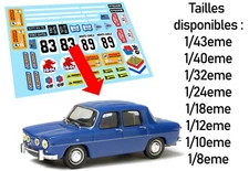 STICKERS POUR RENAULT 8 GORDINI R8 JOUEF SCALEXTRIC SOLIDO NO DECAL SLOT DCS055