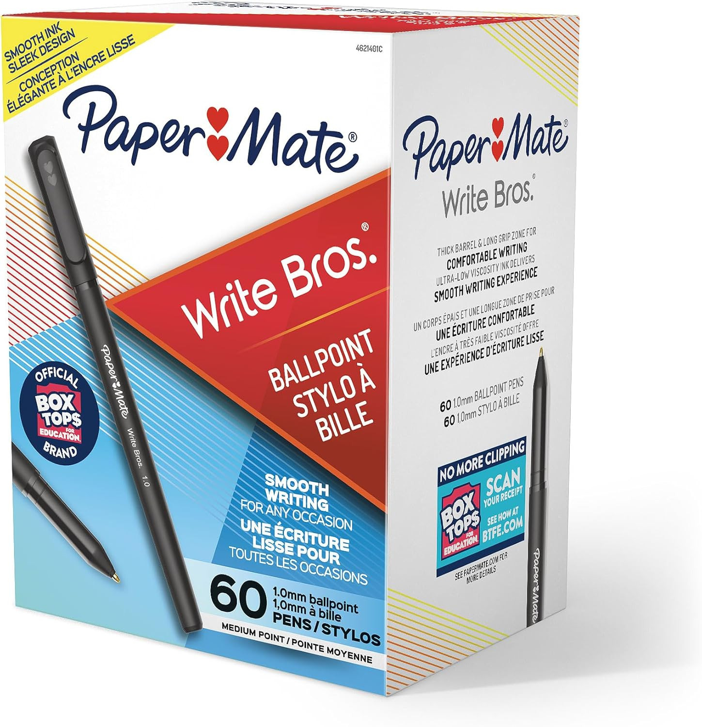 Ballpoint Pens, Write Bros. Black Ink Pens, Medium Point (1.0Mm), 60 Count