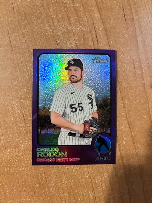 2022 Topps Heritage - Carlos Rodon - #185 Purple Chrome Refractor WHITE SOX