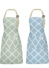 Set Of 2 Aprons for Women with Pockets, Linen Waterproof Kitchen Cooking Garden