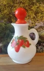 Vintage Strawberries and Cream bath foam, Avon. Empty Milk Glass 4 fl oz empty