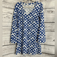 Mahi Gold Dress Womens size Medium Cotton blend Cover up Light Gio print