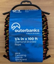 Outerbanks Diamond Braided Polypropylene Rope 1/4" x100' Black Spool Utility