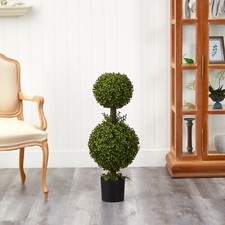 35  UV Boxwood Double Topiary Artificial Tree Indoor/Outdoor
