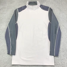 Layer 8 T Shirt Large Gray White Compression Tee Mock Neck Long Sleeve Qwick-Dry