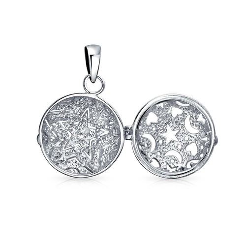 Vintage Filigree Star Aromatherapy Locket Necklace Sterling Silver Teens - Picture 3 of 4