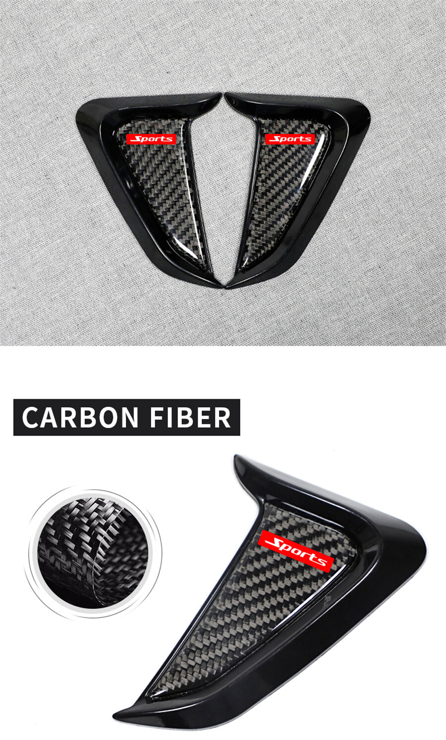 Car Body Fender Vent Trim Cover Sticker Ventilation Air Vent Cover Shark Gills