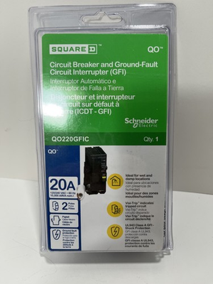 #ad 1 Square D QO Circuit Breaker amp; Ground Fault Interrupter GFI QO220GFIC 20A $84.99