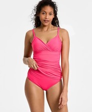 74 Anne Cole Women's Surplice Underwire Swimsuit Tankini Top Pink 38C/40B