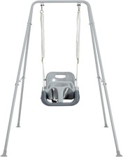 Toddler Swing Foldable Metal Stand Aged 1 10 Years 3-in-1 Baby Set Grey FUNLIO
