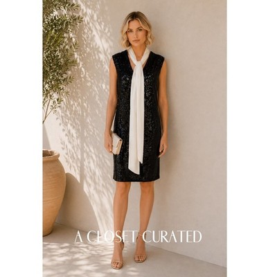 CALLAS Milano Ajour Sleeveless Sequin Tunic Midi Dress New 6 (IT 42)