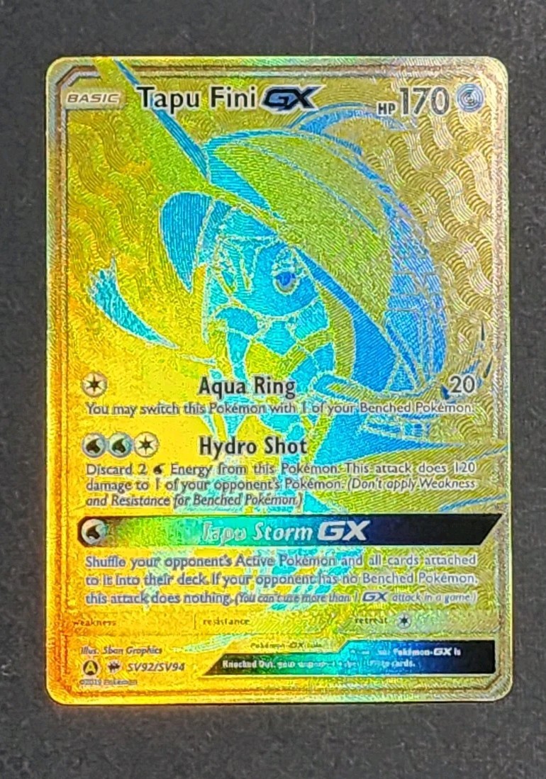 Pokemon Card - Hidden Fates SV92 - Tapu Fini GX Gold Secret Rare MINT
