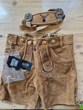 Kinderlederhose Trachtenhose von PaulGos hellbraun Träger Gr. 158/164 Neu