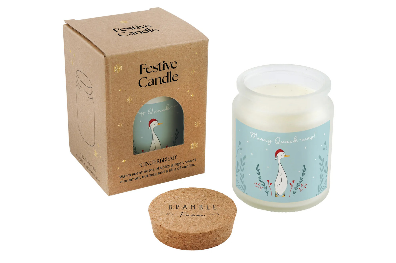 Gingerbread Scented Christmas Candle 'Merry Quack-mas!' Duck Décor