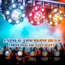 6 Arms 150W Moving Head Lights RGBW Beam Laser Disco Light DJ Stage Lighting DMX