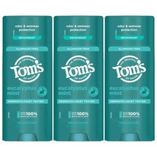 Tom's of Maine Aluminium Free Deodorant Stick, Eucalyptus Mint 3.25oz PACK OF 3