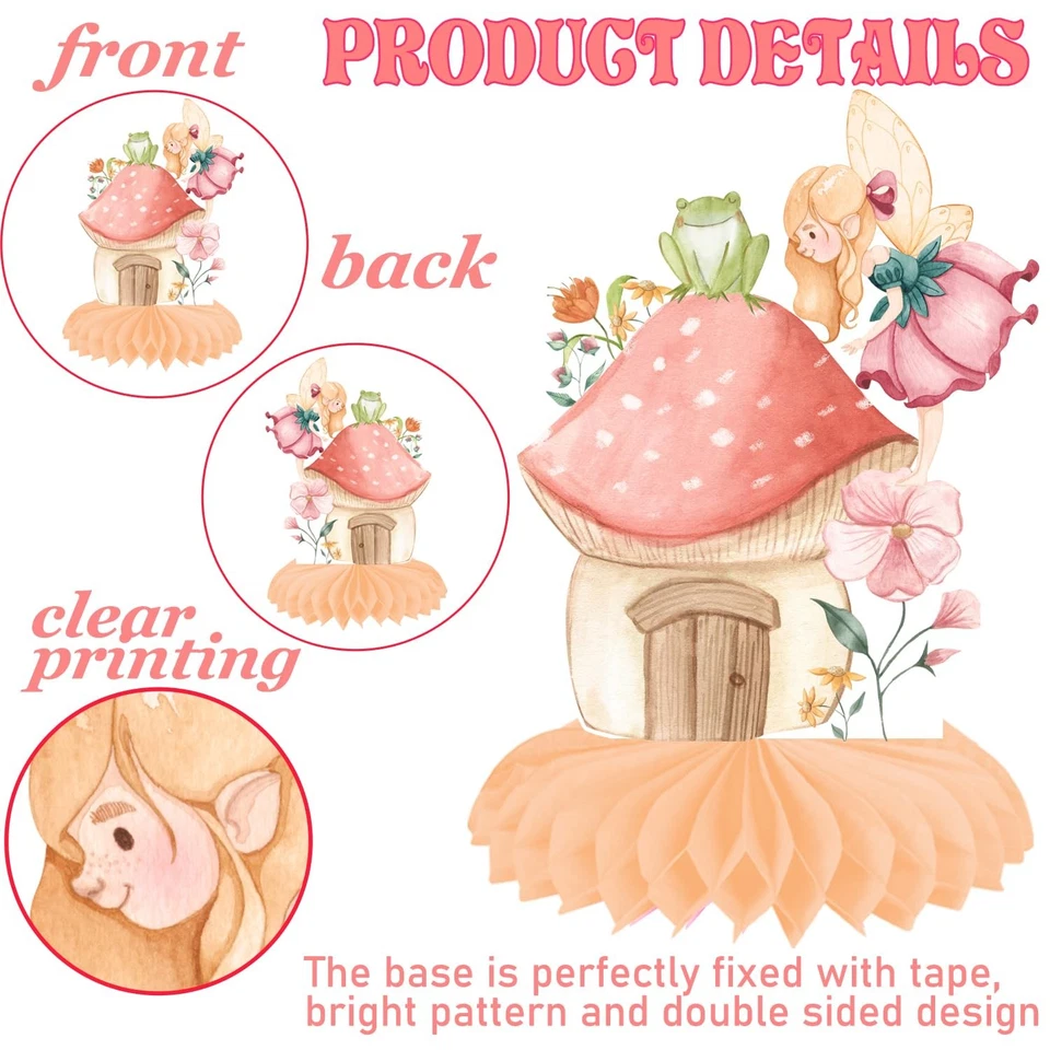 9 PCS Fairy Photo Honeycomb Centerpieces Fairy Party Birthday Table Decor - Image 4 of 4