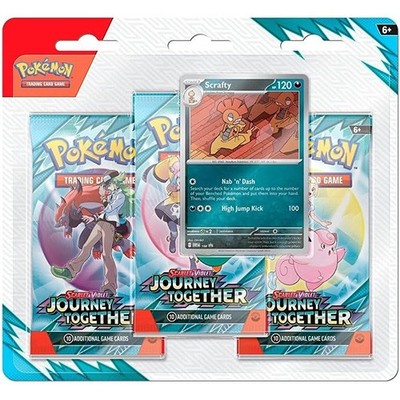 Pokemon Cards - S&V: Journey Together - SCRAFTY BLISTER PACK (3 Boosters & Foil)