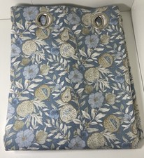 Dunelm Lined Eyelet Curtains Pair 228x228cm Orchard Fruits Cotton Blue