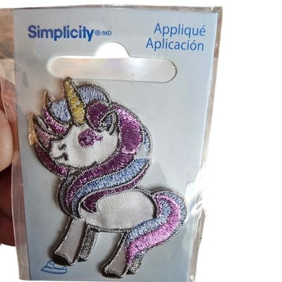 Simplicity Unicorn Iron On Applique Embroidered Patch Purple Silver 1939667001WW