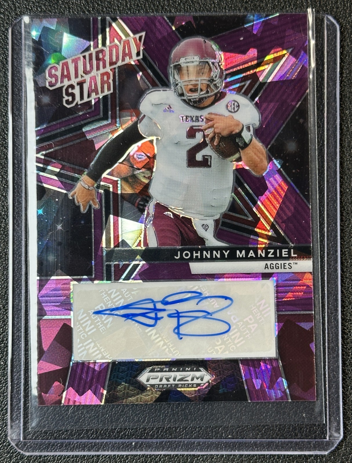 JOHNNY MANZIEL 2025 PANINI PRIZM DRAFT PICKS SATURDAY STAR AUTO PURPLE ICE 47/60