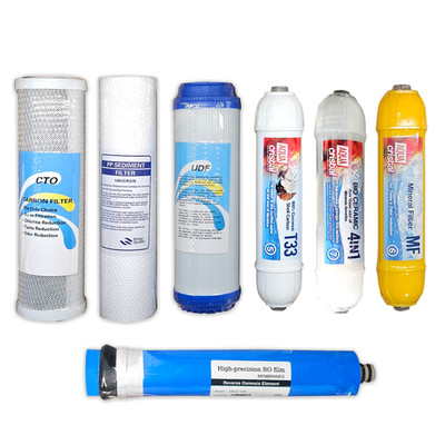 Set 7 Wasserfiltern PP+UDF+CTO+RO+T33+MIN+TRANSP 4-in-1 Umkehrosmose AquaCristal