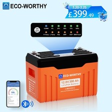 12V 300AH LiFePO4 Lithium Leisure Battery Bluetooth Communication LED Motorhomes