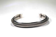 Vintage Heavy Solid Sterling Silver Beaded Cuff Bracelet 8.8mm Wide 21.8 grams