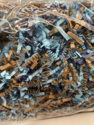 (Lot Of 5) 3oz Bags Blue & Brown Crinkle Cut Paper Shred Filler 1 lb total wt