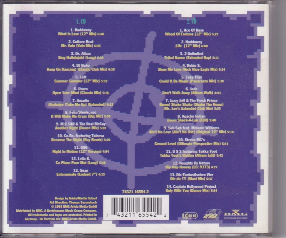 -0035- Maxi Dance Hits 93 - Dr. Alban, Snap, Take That u.a. -Doppel-CD- vg+ - Bild 2 von 2